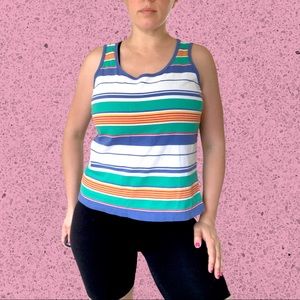 Vintage 1990s Liz Wear Multicolor Striped Tank Top